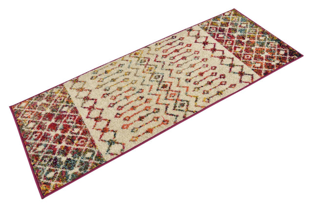 Ivory Multicolor 2' x 5' 1 Tribal Trellis Runner Area Rug Geometric Southwestern Inspired Durable Carpet for Home Interior Design for Sale at Rug Engine