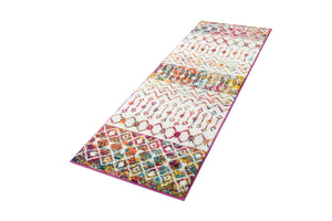 Ivory Multicolor 2' x 6' 1 Tribal Trellis Runner Area Rug Geometric Southwestern Inspired Durable Carpet for Home Interior Design for Sale at Rug Engine