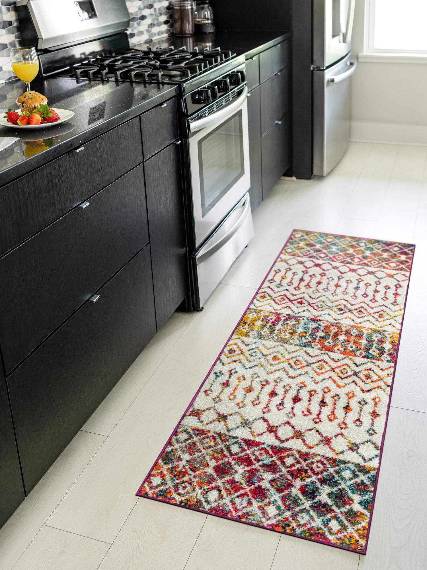 Ivory Multicolor 2' 7 x 12' Tribal Trellis Runner Area Rug Geometric Southwestern Inspired Durable Carpet for Home Interior Design for Sale at Rug Engine