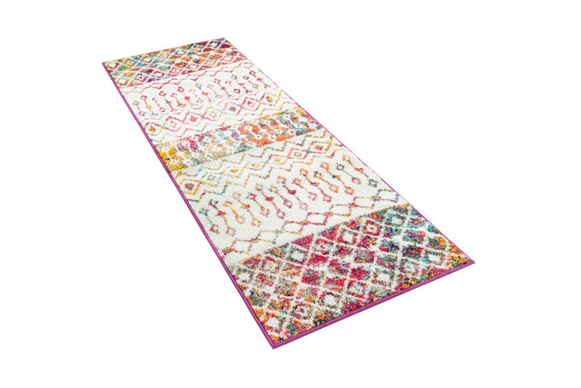 Ivory Multicolor 2' x 6' 1 Tribal Trellis Runner Area Rug Geometric Southwestern Inspired Durable Carpet for Home Interior Design for Sale at Rug Engine