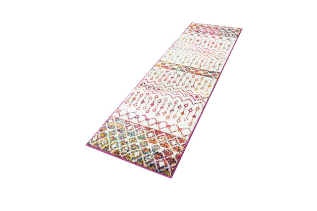 Ivory Multicolor 2' x 7' 1 Tribal Trellis Runner Area Rug Geometric Southwestern Inspired Durable Carpet for Home Interior Design for Sale at Rug Engine
