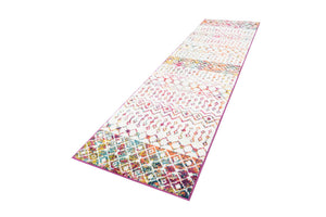 Ivory Multicolor 2' 7 x 10' Tribal Trellis Runner Area Rug Geometric Southwestern Inspired Durable Carpet for Home Interior Design for Sale at Rug Engine