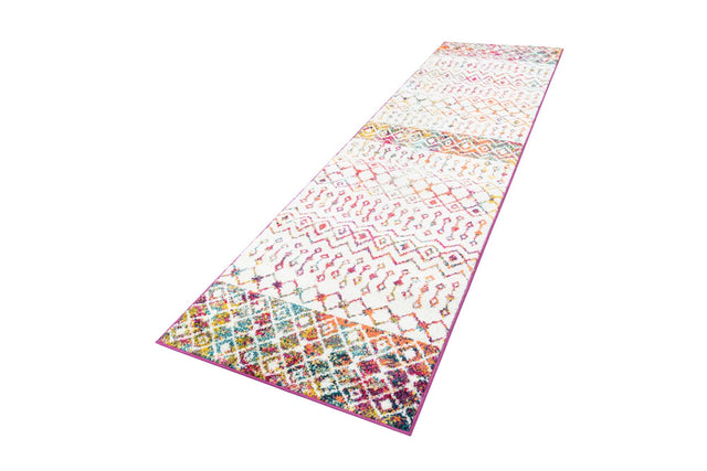 Ivory Multicolor 2' 7 x 10' Tribal Trellis Runner Area Rug Geometric Southwestern Inspired Durable Carpet for Home Interior Design for Sale at Rug Engine