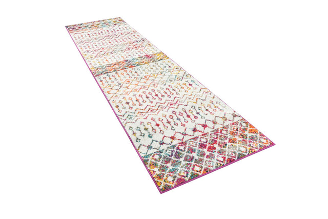 Ivory Multicolor 2' 7 x 10' Tribal Trellis Runner Area Rug Geometric Southwestern Inspired Durable Carpet for Home Interior Design for Sale at Rug Engine