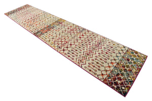 Ivory Multicolor 2' 7 x 12' Tribal Trellis Runner Area Rug Geometric Southwestern Inspired Durable Carpet for Home Interior Design for Sale at Rug Engine
