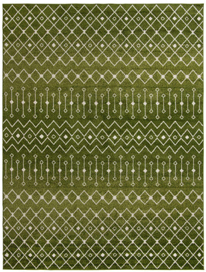 Green 10' 8 x 14' Tribal Trellis Rectangle Area Rug Geometric Southwestern Inspired Durable Carpet for Home Interior Design for Sale at Rug Engine
