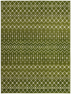Green 10' x 13' 1 Tribal Trellis Rectangle Area Rug Geometric Southwestern Inspired Durable Carpet for Home Interior Design for Sale at Rug Engine