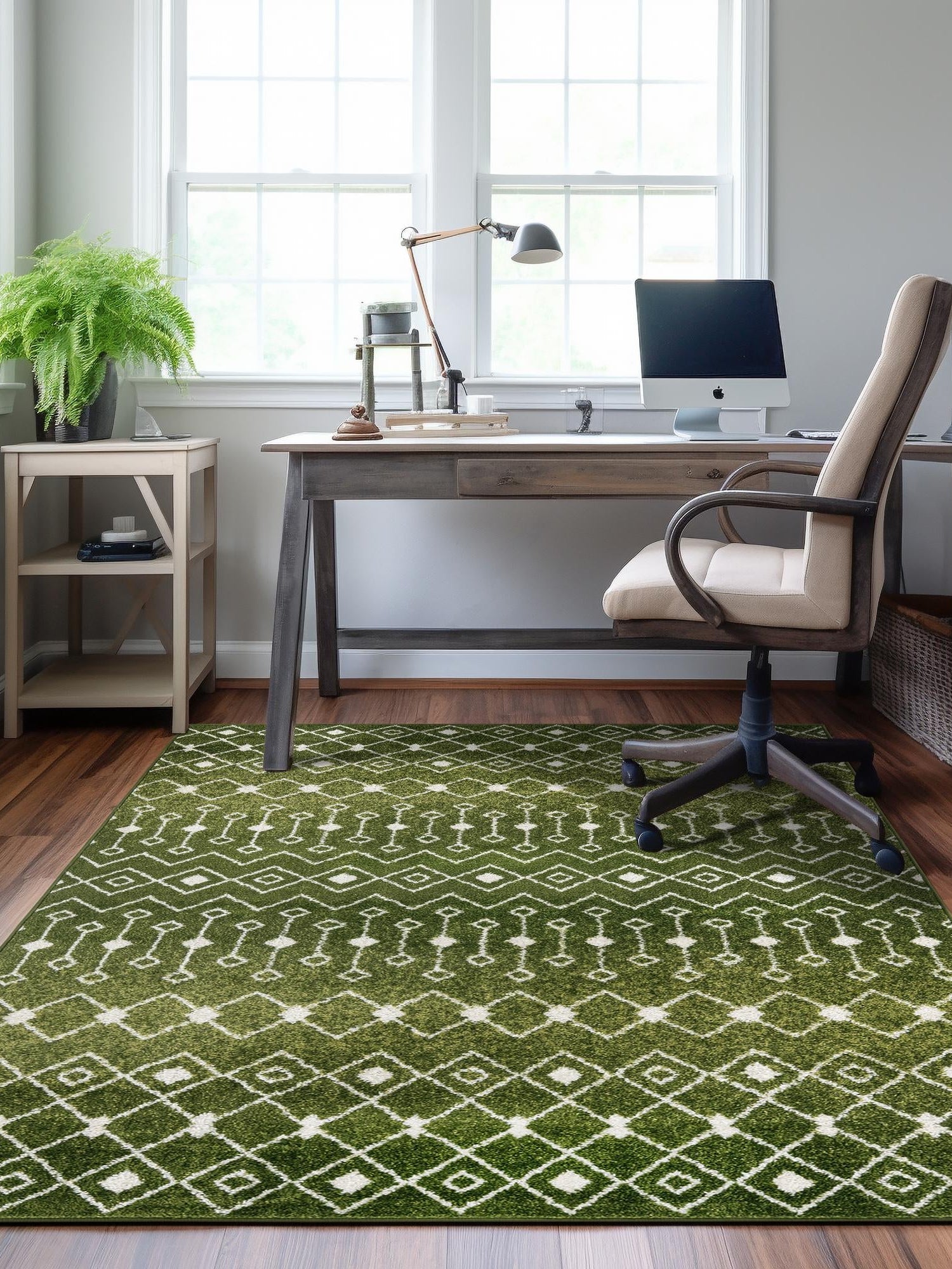 Green 7' 10 x 10' Tribal Trellis Rectangle Area Rug Geometric Southwestern Inspired Durable Carpet for Home Interior Design for Sale at Rug Engine
