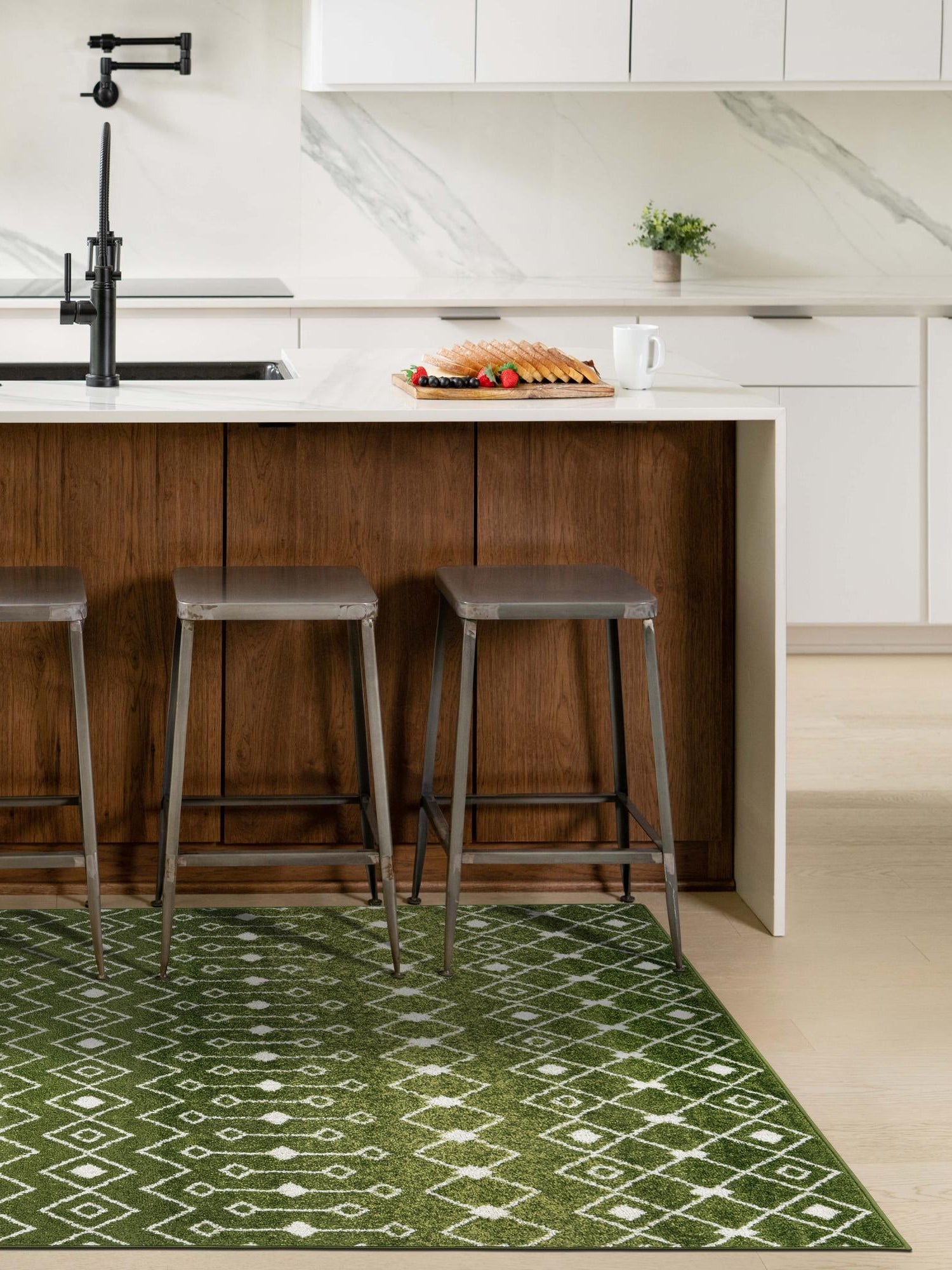Green 10' x 13' 1 Tribal Trellis Rectangle Area Rug Geometric Southwestern Inspired Durable Carpet for Home Interior Design for Sale at Rug Engine