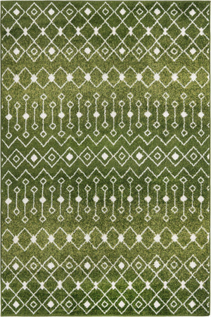 Green 5' 3 x 8' Tribal Trellis Rectangle Area Rug Geometric Southwestern Inspired Durable Carpet for Home Interior Design for Sale at Rug Engine