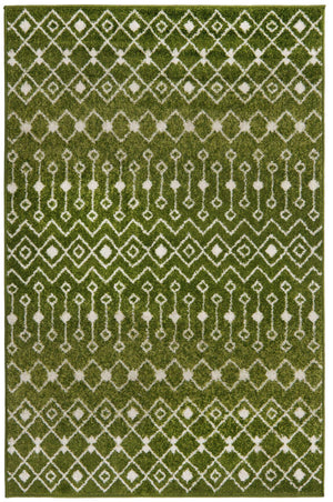 Green 4' 1 x 6' 1 Tribal Trellis Rectangle Area Rug Geometric Southwestern Inspired Durable Carpet for Home Interior Design for Sale at Rug Engine