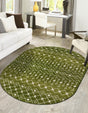 Green 5' 3 x 8' Tribal Trellis Oval Area Rug Geometric Southwestern Inspired Durable Carpet for Home Interior Design for Sale at Rug Engine