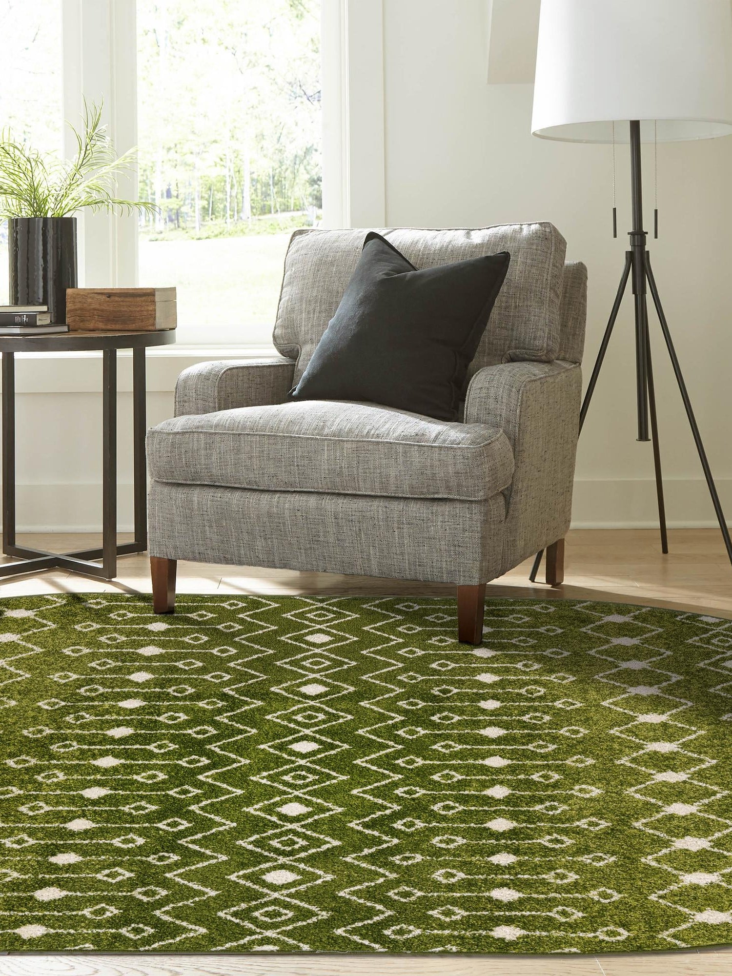 Green 4' 1 x 6' 1 Tribal Trellis Oval Area Rug Geometric Southwestern Inspired Durable Carpet for Home Interior Design for Sale at Rug Engine
