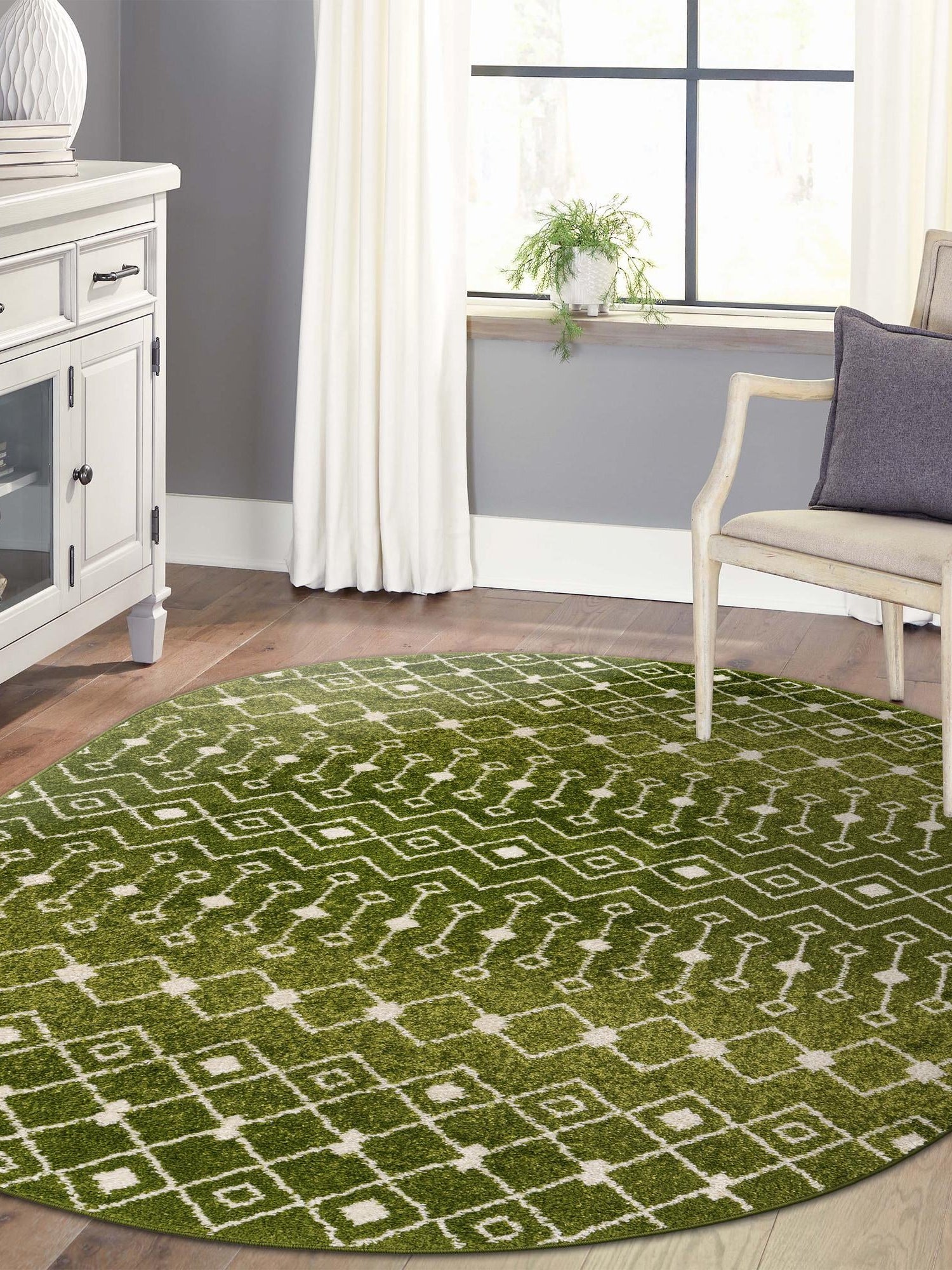 Green 5' 3 x 8' Tribal Trellis Oval Area Rug Geometric Southwestern Inspired Durable Carpet for Home Interior Design for Sale at Rug Engine