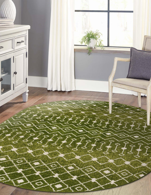 Green 5' 3 x 8' Tribal Trellis Oval Area Rug Geometric Southwestern Inspired Durable Carpet for Home Interior Design for Sale at Rug Engine