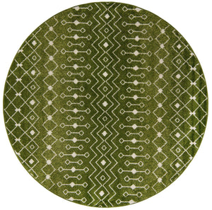 Green 7' 10 x 7' 10 Tribal Trellis Round Area Rug Geometric Southwestern Inspired Durable Carpet for Home Interior Design for Sale at Rug Engine