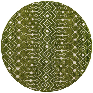 Green 6' 1 x 6' 1 Tribal Trellis Round Area Rug Geometric Southwestern Inspired Durable Carpet for Home Interior Design for Sale at Rug Engine