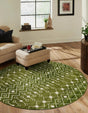 Green 3' 1 x 3' 1 Tribal Trellis Round Area Rug Geometric Southwestern Inspired Durable Carpet for Home Interior Design for Sale at Rug Engine