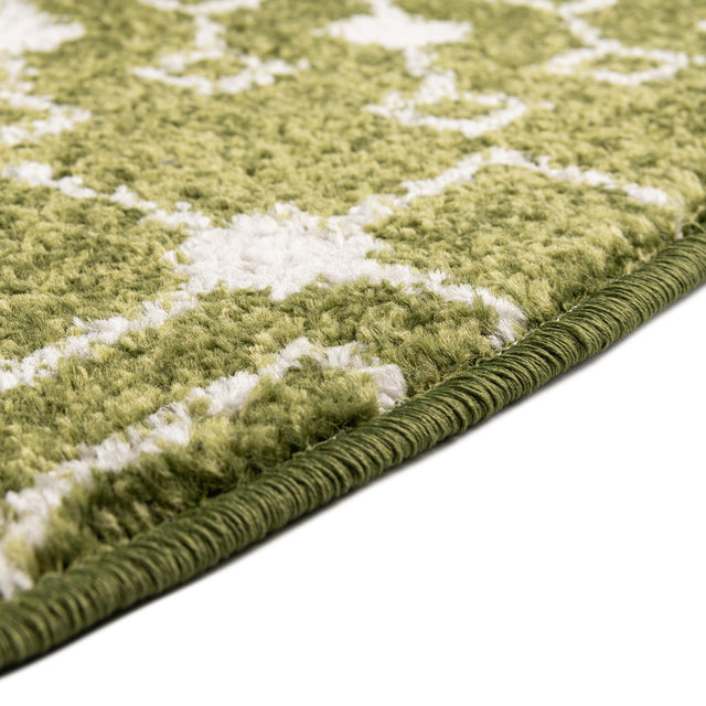 Green 6' 1 x 6' 1 Tribal Trellis Round Area Rug Geometric Southwestern Inspired Durable Carpet for Home Interior Design for Sale at Rug Engine