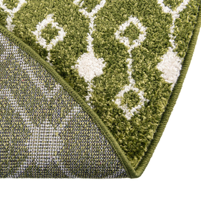 Green 5' 3 x 5' 3 Tribal Trellis Round Area Rug Geometric Southwestern Inspired Durable Carpet for Home Interior Design for Sale at Rug Engine