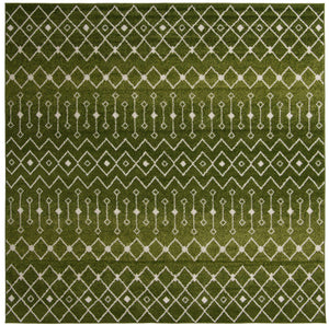 Green 10' x 10' Tribal Trellis Square Area Rug Geometric Southwestern Inspired Durable Carpet for Home Interior Design for Sale at Rug Engine