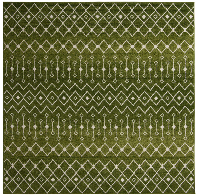 Green 10' x 10' Tribal Trellis Square Area Rug Geometric Southwestern Inspired Durable Carpet for Home Interior Design for Sale at Rug Engine