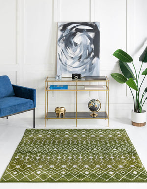 Green 10' x 10' Tribal Trellis Square Area Rug Geometric Southwestern Inspired Durable Carpet for Home Interior Design for Sale at Rug Engine