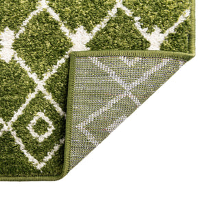 Green 4' 1 x 4' 1 Tribal Trellis Square Area Rug Geometric Southwestern Inspired Durable Carpet for Home Interior Design for Sale at Rug Engine