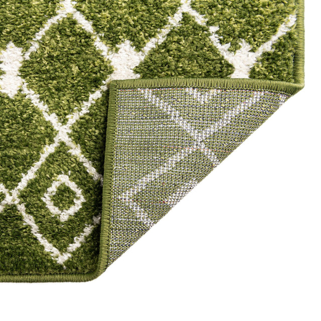 Green 4' 1 x 4' 1 Tribal Trellis Square Area Rug Geometric Southwestern Inspired Durable Carpet for Home Interior Design for Sale at Rug Engine