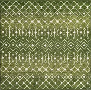 Green 7' 10 x 7' 10 Tribal Trellis Square Area Rug Geometric Southwestern Inspired Durable Carpet for Home Interior Design for Sale at Rug Engine