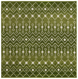 Green 6' 1 x 6' 1 Tribal Trellis Square Area Rug Geometric Southwestern Inspired Durable Carpet for Home Interior Design for Sale at Rug Engine