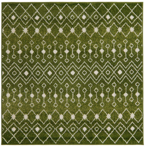 Green 5' 3 x 5' 3 Tribal Trellis Square Area Rug Geometric Southwestern Inspired Durable Carpet for Home Interior Design for Sale at Rug Engine