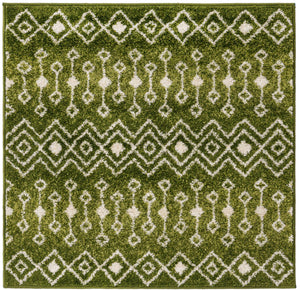 Green 3' 1 x 3' 1 Tribal Trellis Square Area Rug Geometric Southwestern Inspired Durable Carpet for Home Interior Design for Sale at Rug Engine