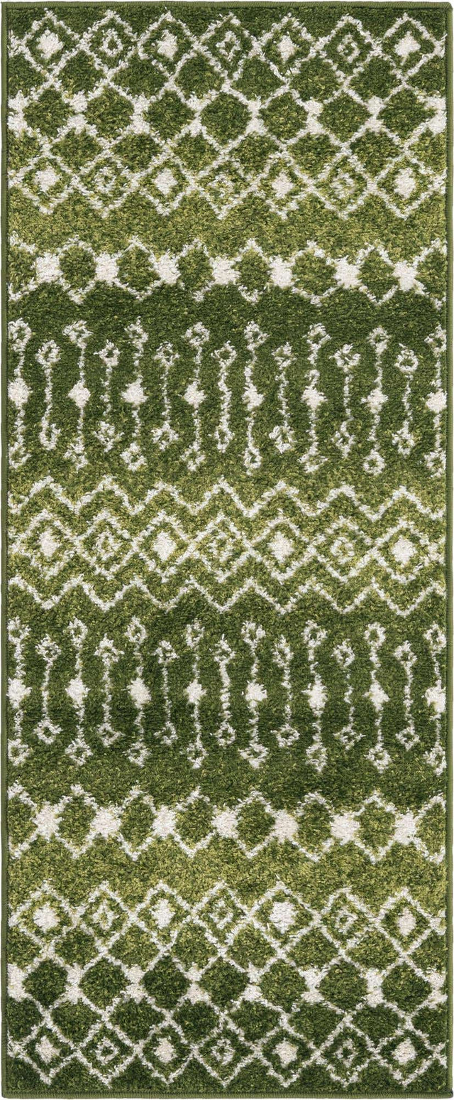 Green 2' x 5' 3 Tribal Trellis Runner Area Rug Geometric Southwestern Inspired Durable Carpet for Home Interior Design for Sale at Rug Engine