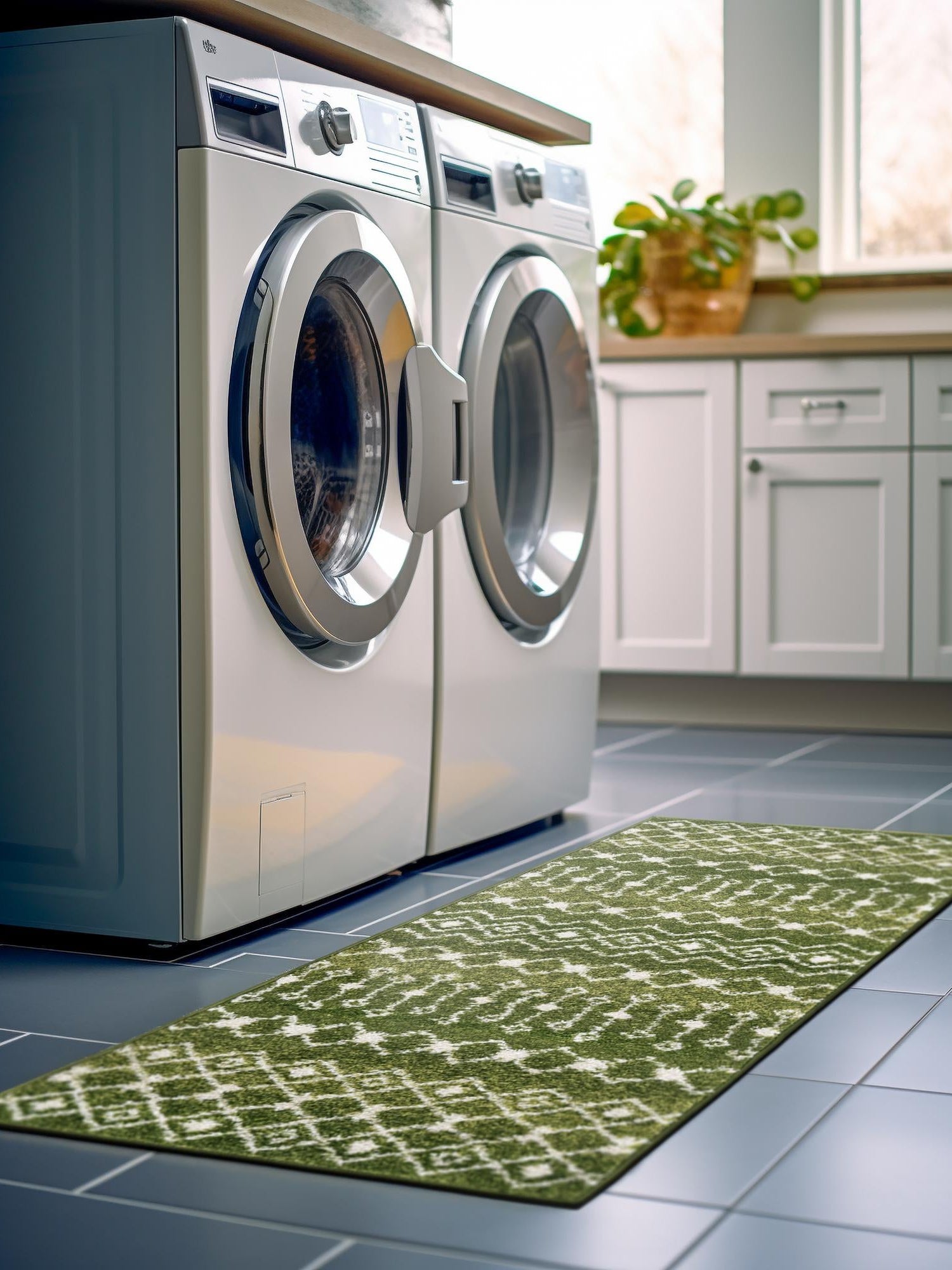 Green 2' x 5' 3 Tribal Trellis Runner Area Rug Geometric Southwestern Inspired Durable Carpet for Home Interior Design for Sale at Rug Engine