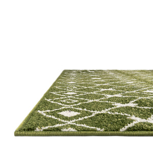 Green 2' 7 x 10' Tribal Trellis Runner Area Rug Geometric Southwestern Inspired Durable Carpet for Home Interior Design for Sale at Rug Engine