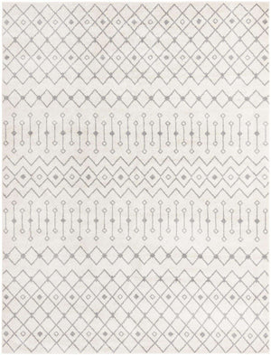 Ivory and Gray 10' 8 x 14' Tribal Trellis Rectangle Area Rug Geometric Southwestern Inspired Durable Carpet for Home Interior Design for Sale at Rug Engine