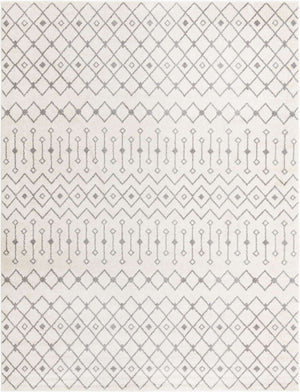 Ivory and Gray 10' x 13' 1 Tribal Trellis Rectangle Area Rug Geometric Southwestern Inspired Durable Carpet for Home Interior Design for Sale at Rug Engine