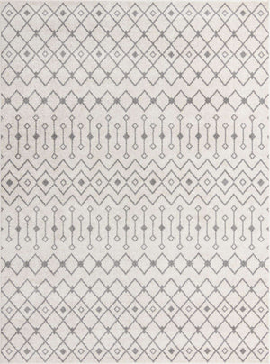 Ivory and Gray 9' x 12' Tribal Trellis Rectangle Area Rug Geometric Southwestern Inspired Durable Carpet for Home Interior Design for Sale at Rug Engine