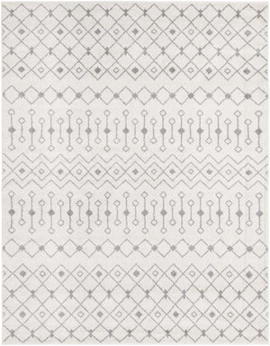 Ivory and Gray 7' 10 x 10' Tribal Trellis Rectangle Area Rug Geometric Southwestern Inspired Durable Carpet for Home Interior Design for Sale at Rug Engine