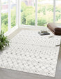Ivory and Gray 7' 10 x 10' Tribal Trellis Rectangle Area Rug Geometric Southwestern Inspired Durable Carpet for Home Interior Design for Sale at Rug Engine