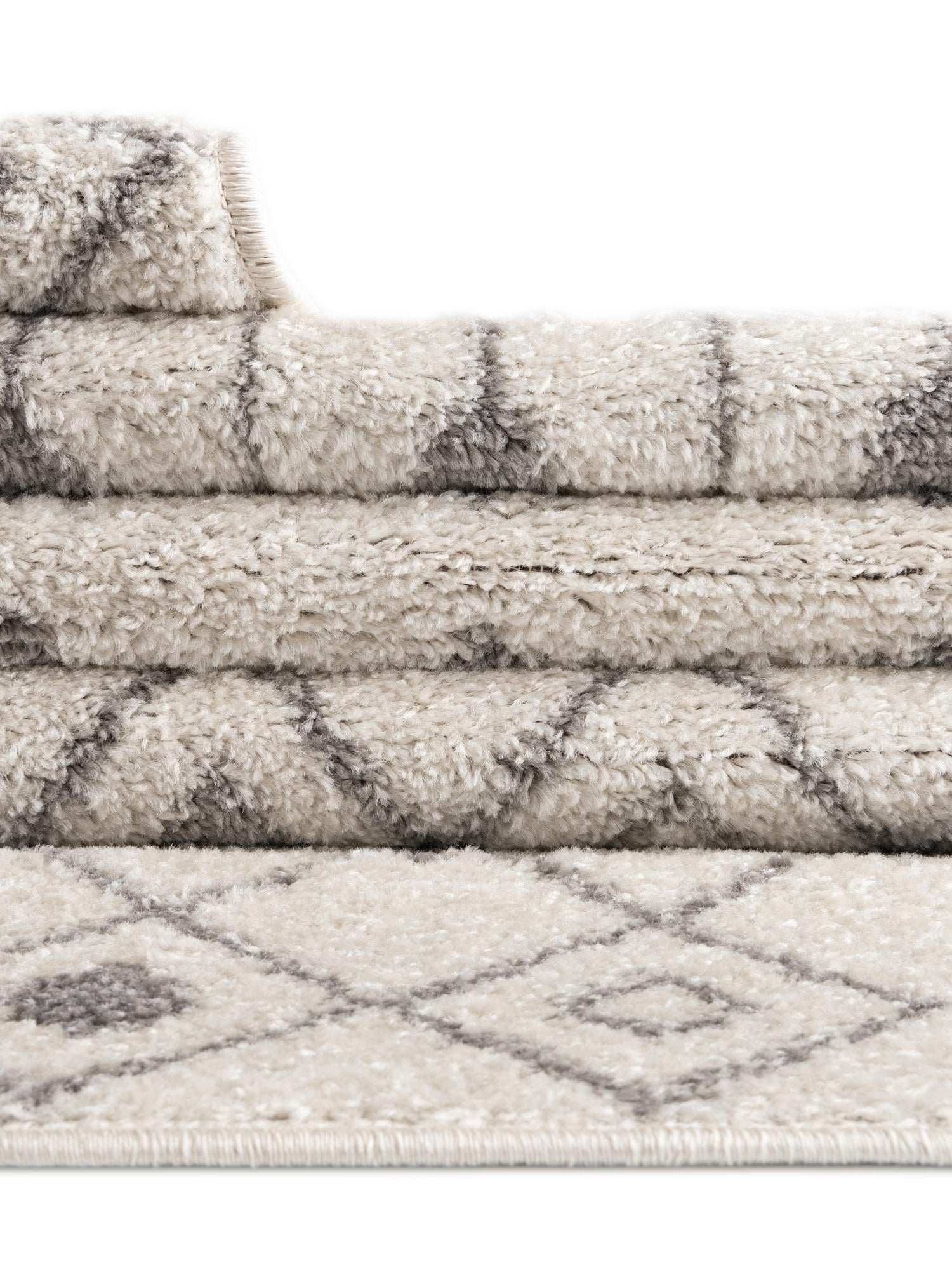 Ivory and Gray 9' x 12' Tribal Trellis Rectangle Area Rug Geometric Southwestern Inspired Durable Carpet for Home Interior Design for Sale at Rug Engine
