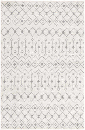 Ivory and Gray 5' 3 x 8' Tribal Trellis Rectangle Area Rug Geometric Southwestern Inspired Durable Carpet for Home Interior Design for Sale at Rug Engine