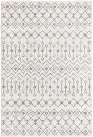 Ivory and Gray 4' 1 x 6' 1 Tribal Trellis Rectangle Area Rug Geometric Southwestern Inspired Durable Carpet for Home Interior Design for Sale at Rug Engine