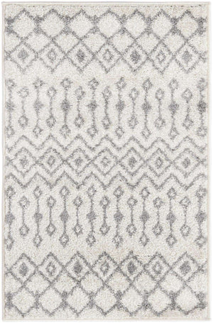 Ivory and Gray 2' x 3' 1 Tribal Trellis Rectangle Area Rug Geometric Southwestern Inspired Durable Carpet for Home Interior Design for Sale at Rug Engine