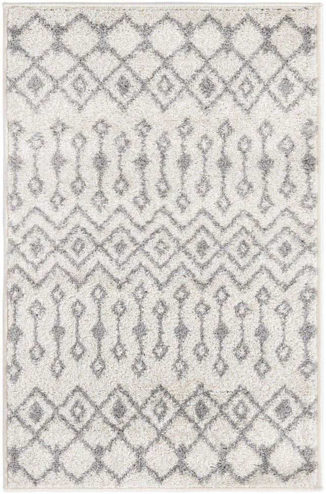 Ivory and Gray 2' x 3' 1 Tribal Trellis Rectangle Area Rug Geometric Southwestern Inspired Durable Carpet for Home Interior Design for Sale at Rug Engine