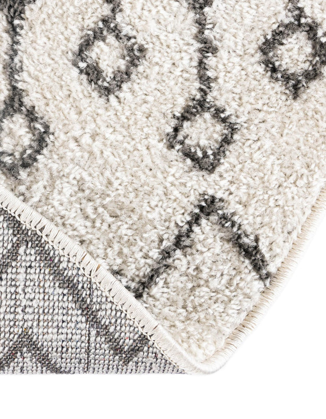 Ivory and Gray 7' 10 x 10' Tribal Trellis Oval Area Rug Geometric Southwestern Inspired Durable Carpet for Home Interior Design for Sale at Rug Engine