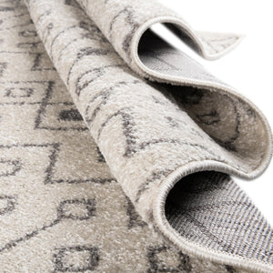 Ivory and Gray 4' 1 x 6' 1 Tribal Trellis Oval Area Rug Geometric Southwestern Inspired Durable Carpet for Home Interior Design for Sale at Rug Engine
