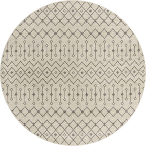 Ivory and Gray 10' x 10' Tribal Trellis Round Area Rug Geometric Southwestern Inspired Durable Carpet for Home Interior Design for Sale at Rug Engine