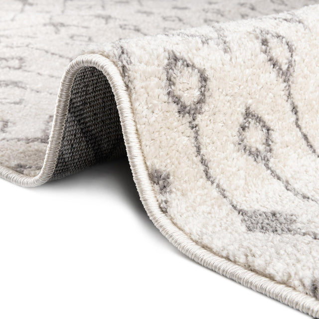 Ivory and Gray 7' 10 x 7' 10 Tribal Trellis Round Area Rug Geometric Southwestern Inspired Durable Carpet for Home Interior Design for Sale at Rug Engine